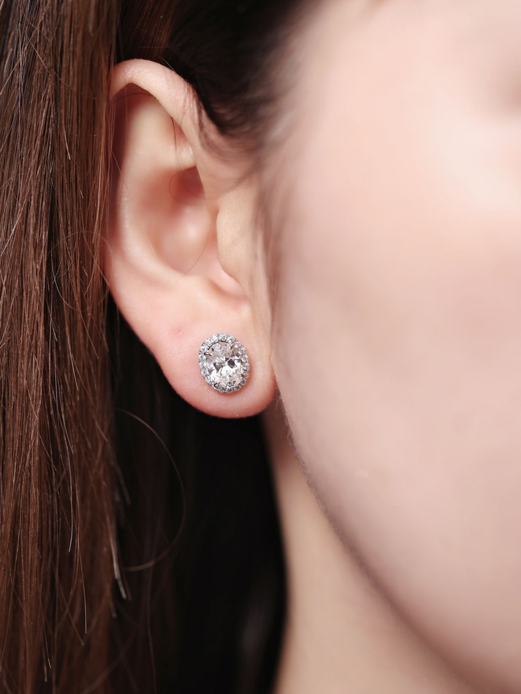 Princess Oval Stud Earrings