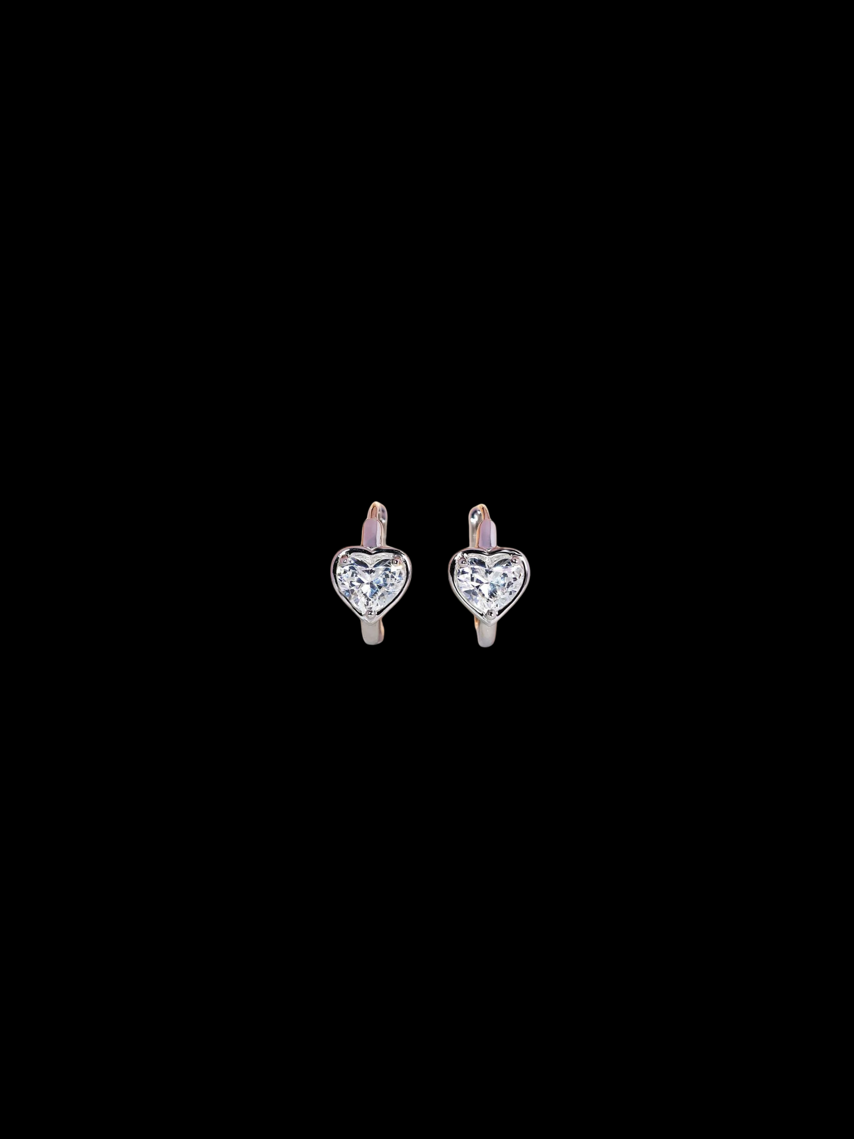 Bezel Heart Hoop Earrings