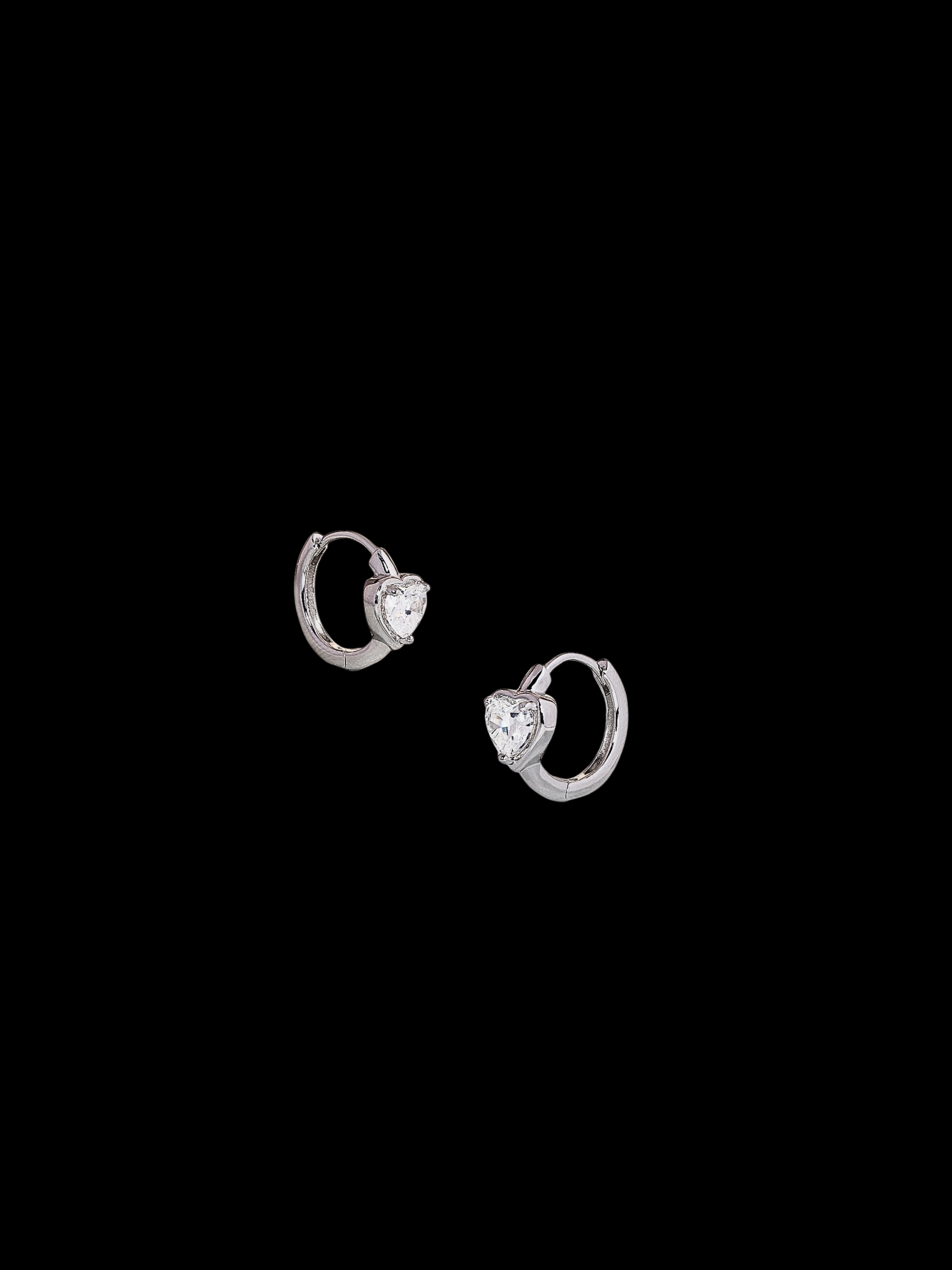 Bezel Heart Hoop Earrings