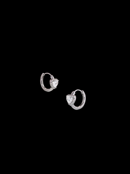 Bezel Heart Hoop Earrings