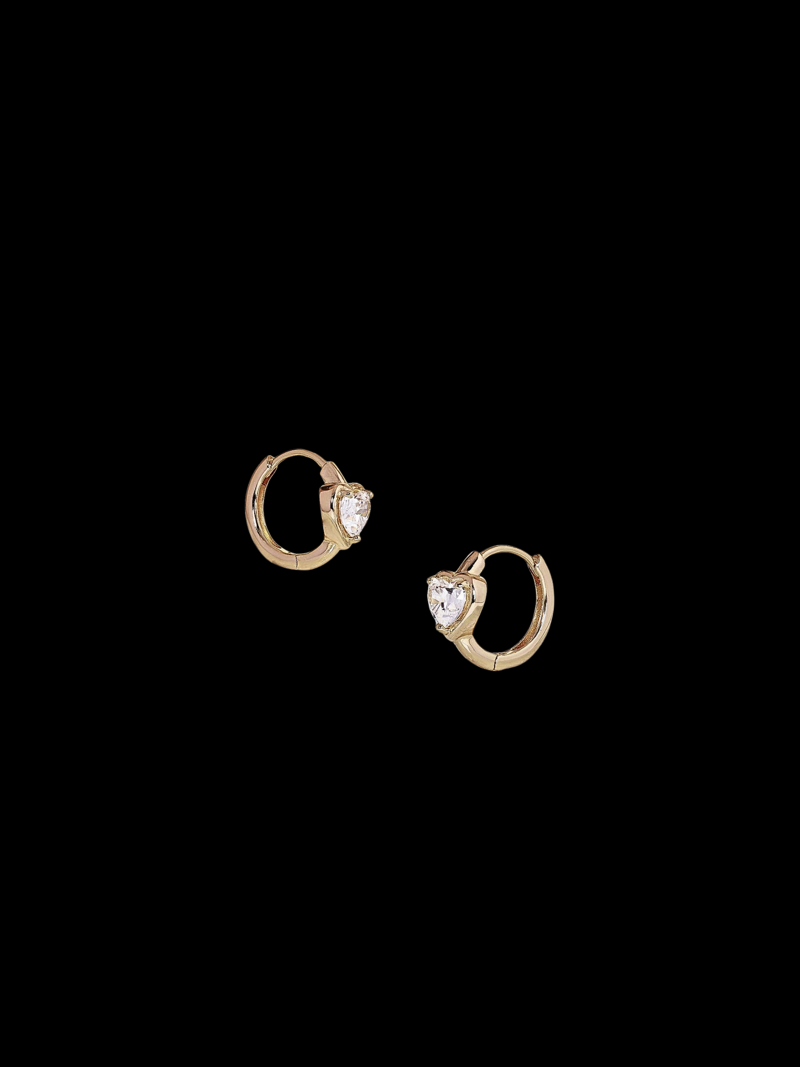Bezel Heart Hoop Earrings