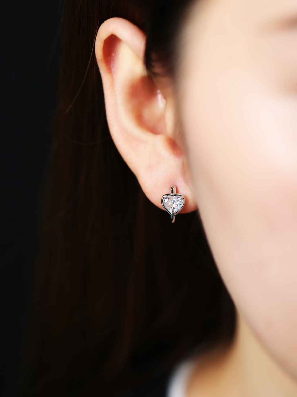 Bezel Heart Hoop Earrings