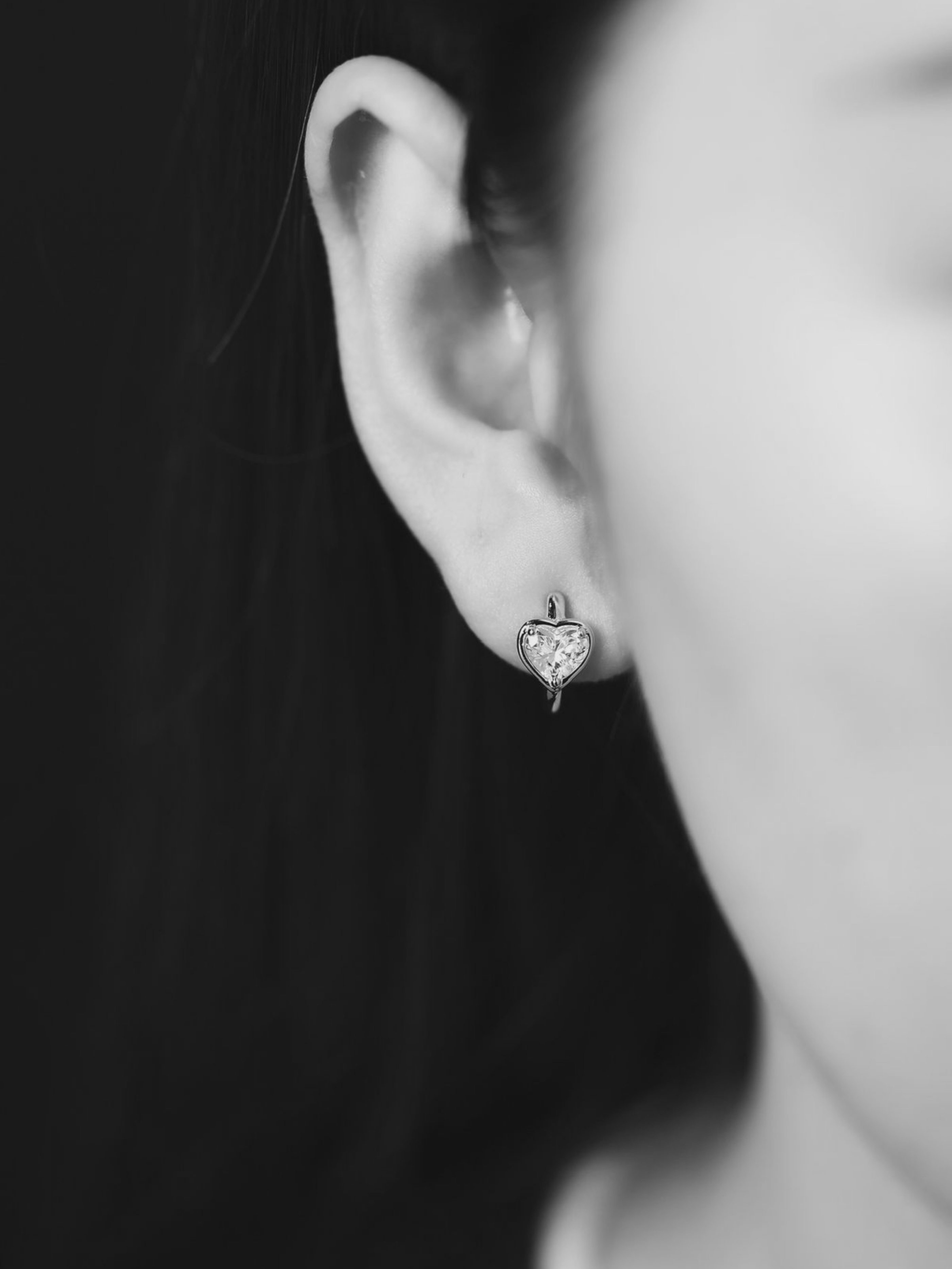 Bezel Heart Hoop Earrings
